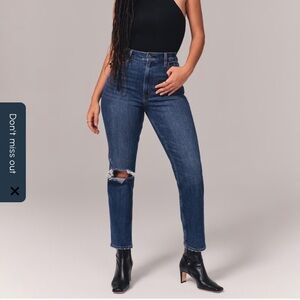 Abercrombie & Fitch Curve Love Ultra High Rise Ankle Straight Jean - Distressing